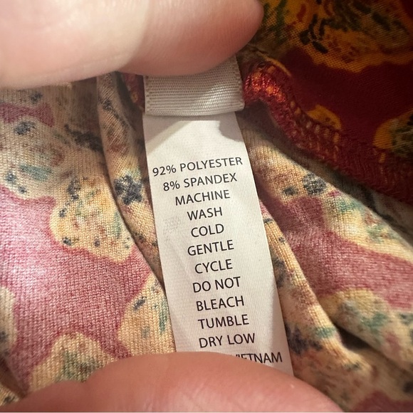 Lularoe womens OS (2-12) Hibiscus Red and Yellow Leggings New no tags - Picture 3 of 5